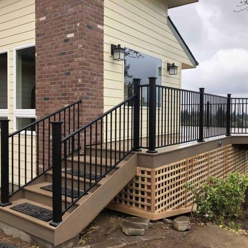 ross_02 Composite decking is a popular choice with a variety of railings to choose from.