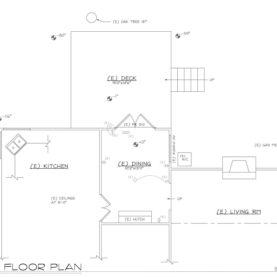 ORIGINAL FLOOR PLAN The existing dining room was too small for hosting family gatherings and the family needed a space to enjoy the amazing view - from inside the home as well as outside on the deck.