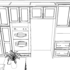 RENDERING During the design phase, you come to our showroom to work out the new proposed layout. With printed black and white elevations of each wall, you can physically “red pen” any adjustments and additions you would like to make.