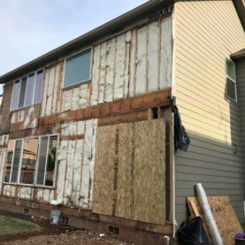 DURING Upon further inspection, it was determined that the windows needed to be pulled and reset correctly, and the home would receive new house wrap and new siding on the sides where the issues were predominant.