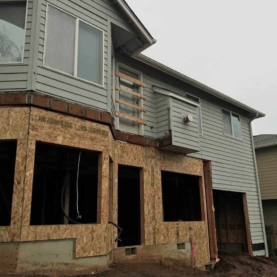 DURING To create an aesthetically pleasing addition, we followed the same lines as the existing exterior walls.